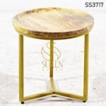 Golden Finish Solid Wood Side Table