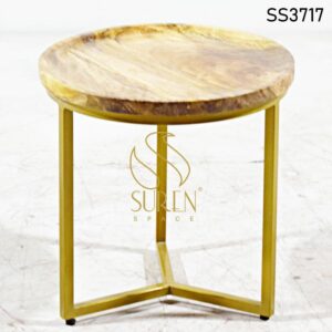 Hospitality Furniture Supplier from Jodhpur India Golden Finish Solid Wood Side Table