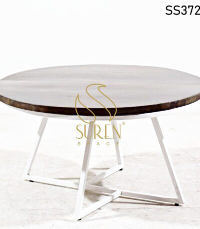 White Finish Solid Wood Ms Center Table Industrial Solid Wood Walnut Round Table 2