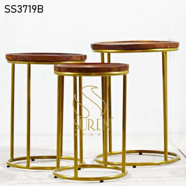 Round Solid Wood Top Set of Three Tables Round Solid Wood Top Set of Three Tables 1