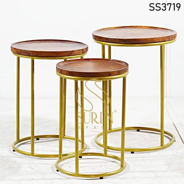 Round Solid Wood Top Set of Three Tables Round Solid Wood Top Set of Three Tables 2