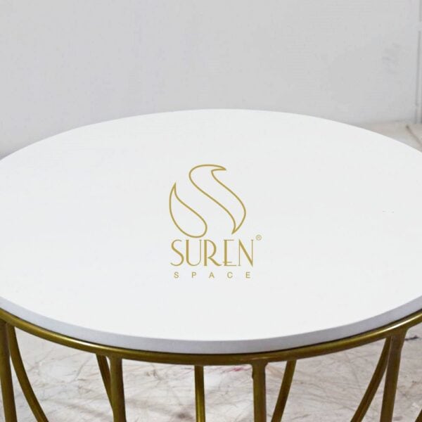 White Marble Golden Metal Round Table SS3721A