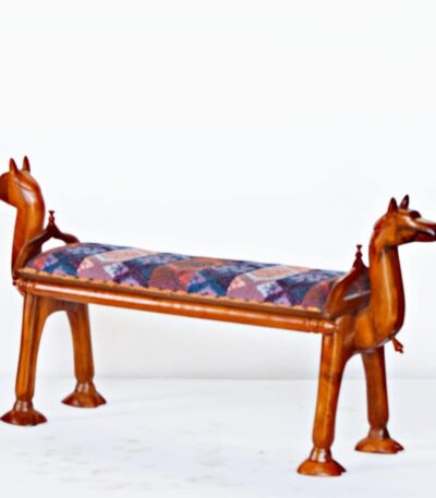 Elephant Head Carved Traditional Indian Stool Duel Camel Carved Traditional Indian Stool
