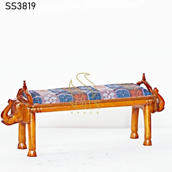 Duel Elephant Carved Traditional Indian Stool Duel Elephant Carved Traditional Indian Stool