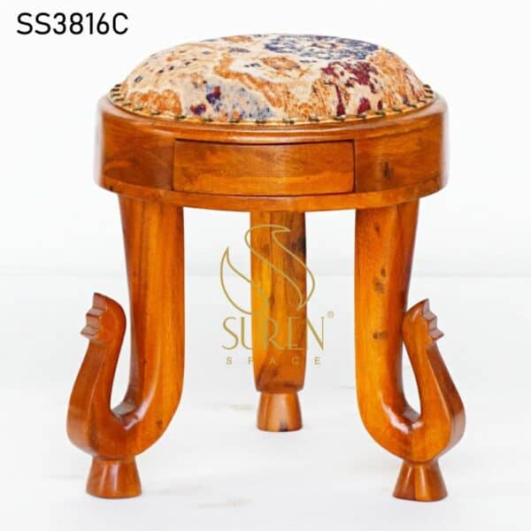 Elephant Trunk Carved Traditional Indian Stool Elephant Trunk Carved Traditional Indian Stool 1
