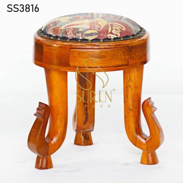 Elephant Trunk Carved Traditional Indian Stool Elephant Trunk Carved Traditional Indian Stool 2