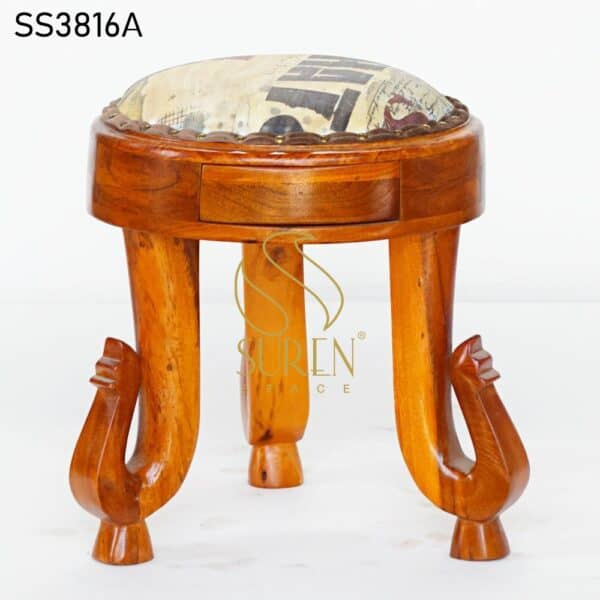 Elephant Trunk Carved Traditional Indian Stool Elephant Trunk Carved Traditional Indian Stool 3