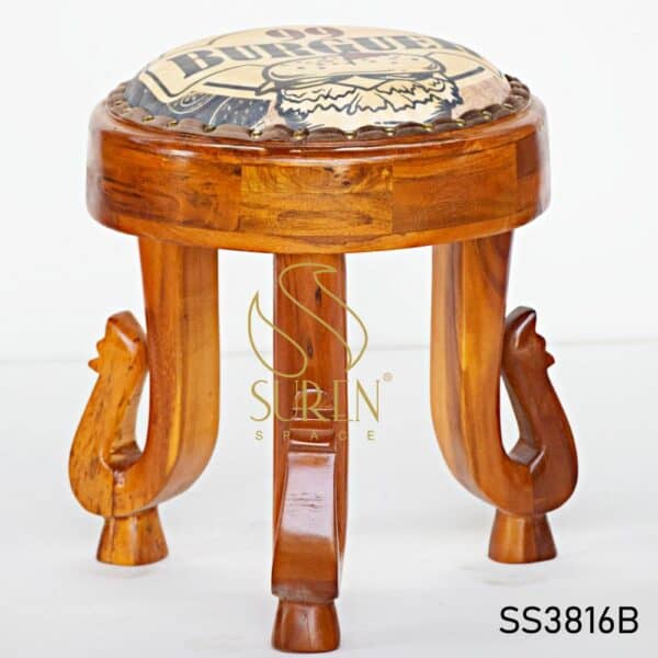 Elephant Trunk Carved Traditional Indian Stool Elephant Trunk Carved Traditional Indian Stool 4