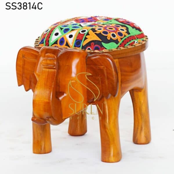 Unique Carved Traditional Indian Stool Unique Carved Traditional Indian Stool 5