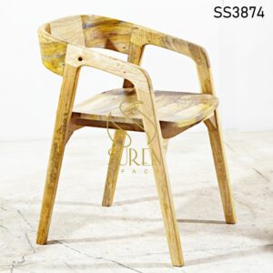 Natural Finish Solid Wood Round Back Chair (2)
