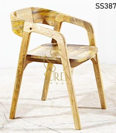 Natural Finish Solid Wood Round Back Chair (2)