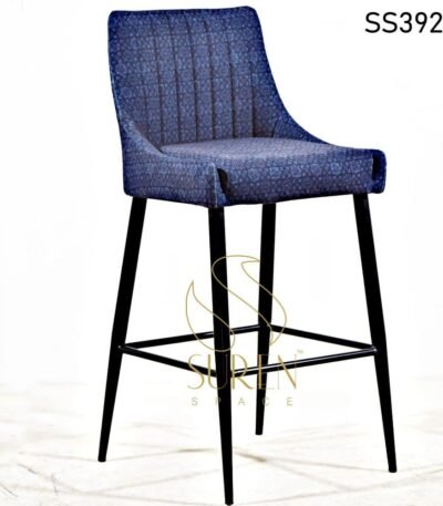 Distress Finish Stitched Leather Metal Frame Bar Brewery Chair Printed Upholstery High Chair 2