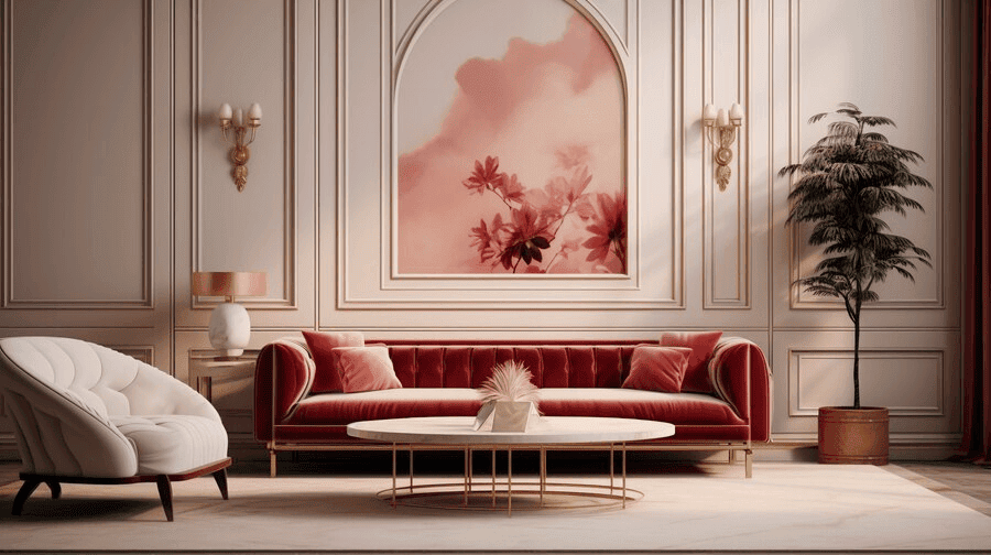 Maroon and Cream sofa color combination-surenspace