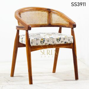 Natural Cane Printed Seating Fine Dine Chair