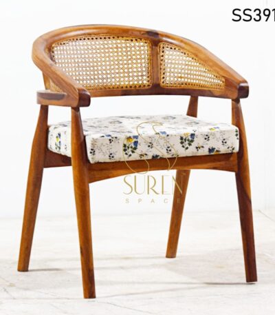 Natural Cane Printed Seating Fine Dine Chair