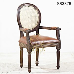 Natural Rattan Cane Solid Wood Arm Rest Chair