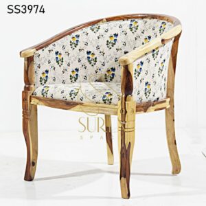 Natural Wooden Finish Curved Back Restaurant Chair