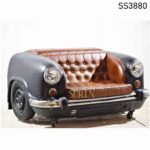 Old Indian Car Upcycled Sofa with Leather Seating