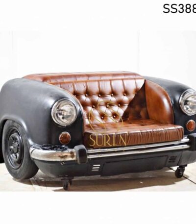 Old Indian Car Upcycled Sofa with Leather Seating