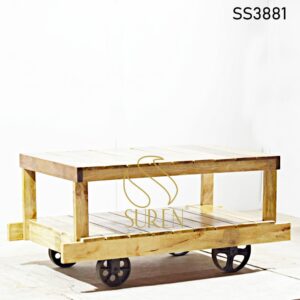 Solid Mango Wood Industrial Design Center Table
