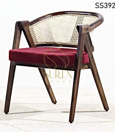 Walnut Finish Natural Cane Chair