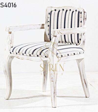 White Distress Curved Chair