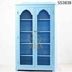 Blue Painted Carved Almirah