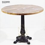 Cast Iron Reclaimed Wood Folding Café Table