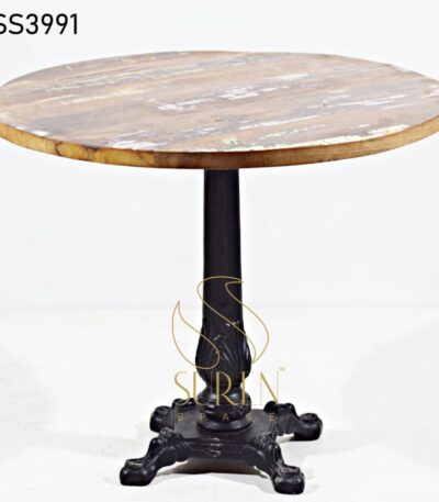 Cast Iron Reclaimed Wood Folding Café Table