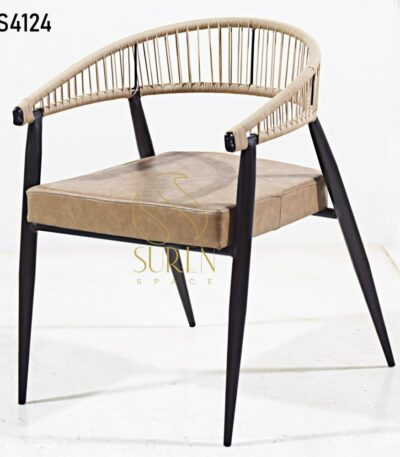 Bent Metal Artistic Hotel Resort Outdoor Chair Duel Tone Rope Weaving Chair 2