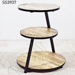 Industrial Metal Wood End Table