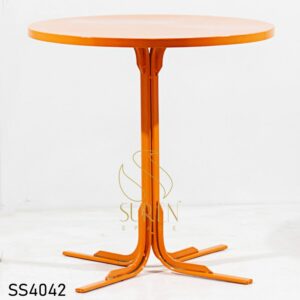 Orange Finish Round Metal Table