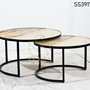 Set of Two Center Table with Cane Fitting