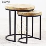 Set of two Indian Wood End Tables