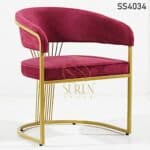 Velvet Upholstered Golden Finish Chair