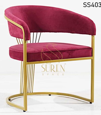 Velvet Upholstered Golden Finish Chair