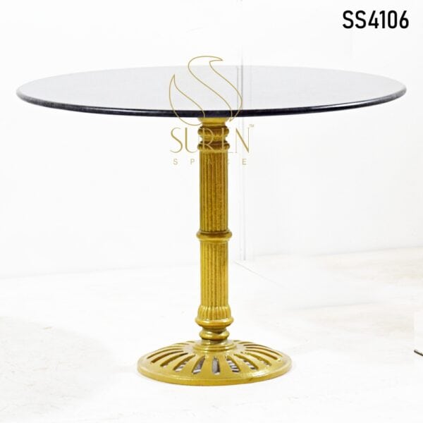 White Marble Golden Base Table Black Marble Round Table Design