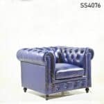 Blue Chesterfield Single Seater Sofa