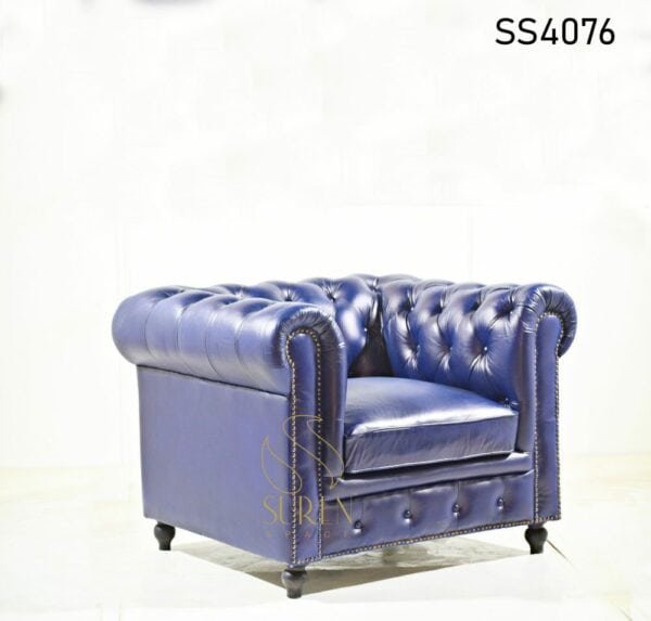 Blue Chesterfield Single Seater Sofa Blue Chesterfield Single Seater Sofa