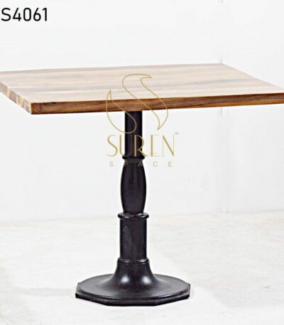 Cast Iron Round Shape Outdoor Table Cast Iron Legs Solid Wood Table