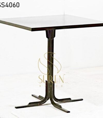 Cast Iron Reclaimed Wood Folding Café Table Dark Grey Square Metal Table