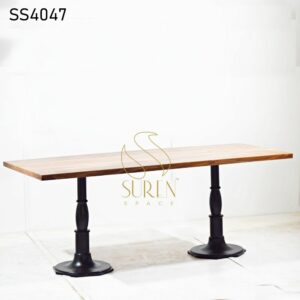 Duel Cast Iron Solid Wood Restaurant Table