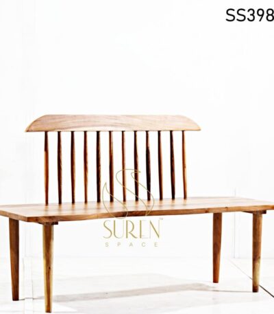 White Metal Bench with Leather Seat Live Edge Solid Wood Bench Design 2