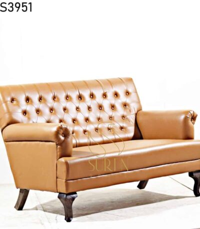 Fabric L Shape Luxury Living Room Sofa Tufted Roll Arm Two Seater Sofa