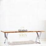 White Base Live Edge Folding Table