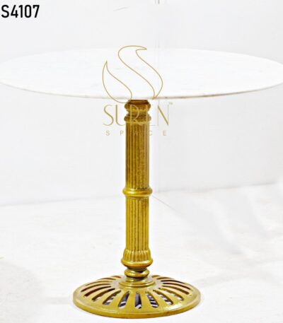 Cast Iron Legs Solid Wood Table White Marble Golden Base Table