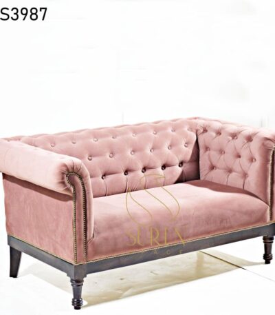 Fabric L Shape Luxury Living Room Sofa Wooden Legs Tufted Chesterfield Sofa 1