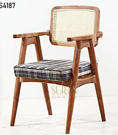 Carved Cane Back Upholstered Chair