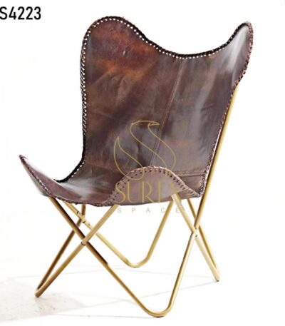 Round Arm Solid Wood Chair Golden Folding Stand Butterfly Chair