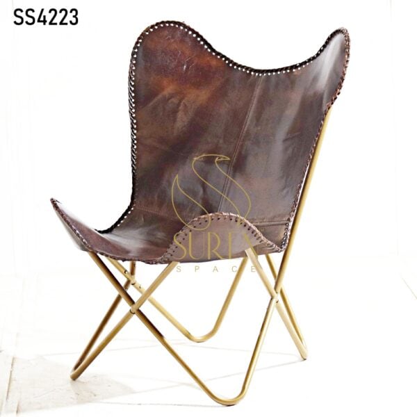 Natural Finish Sheesham Wood Chair Golden Folding Stand Butterfly Chair